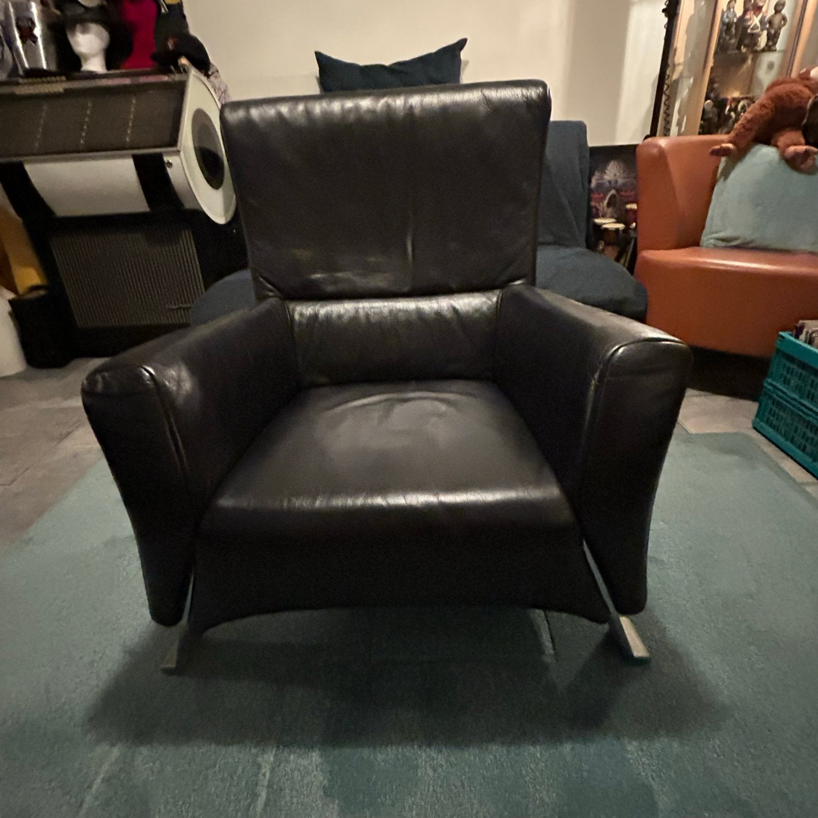 Rolf Benz 322 Leren Design Fauteuil Zwart Zo goed als NIEUW, Huis en Inrichting, Ophalen, Zwart, Leer, Zo goed als nieuw