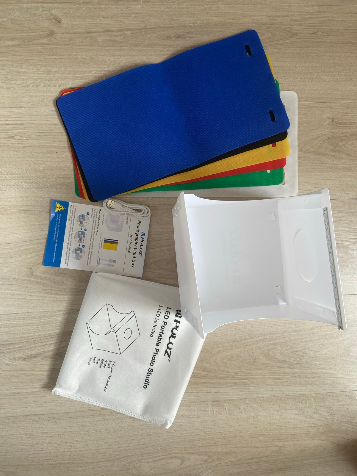 PULUZ Mini Fotostudio met LED-verlichting en Achtergronden, Nieuw, Ophalen of Verzenden, Mini fotostudio, Inclusief lampen