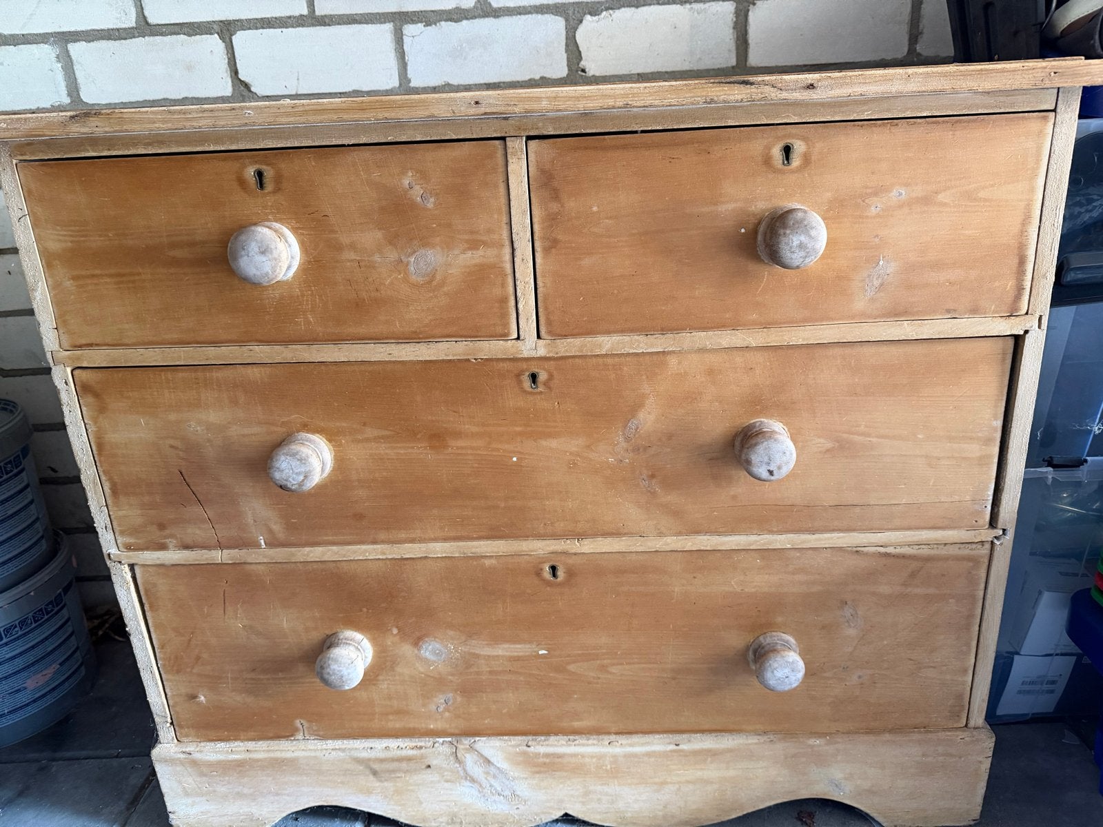 Vintage grenen ladekast met 4 laden, Ophalen