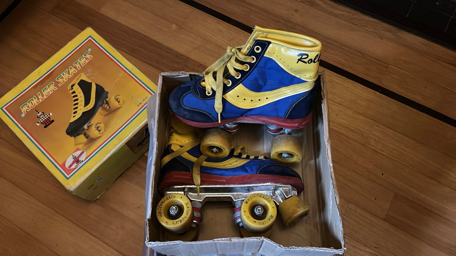 Vintage Roller Skates - Blauw/Geel (maat 36), Ophalen of Verzenden, Gebruikt, Overige typen, Overige merken