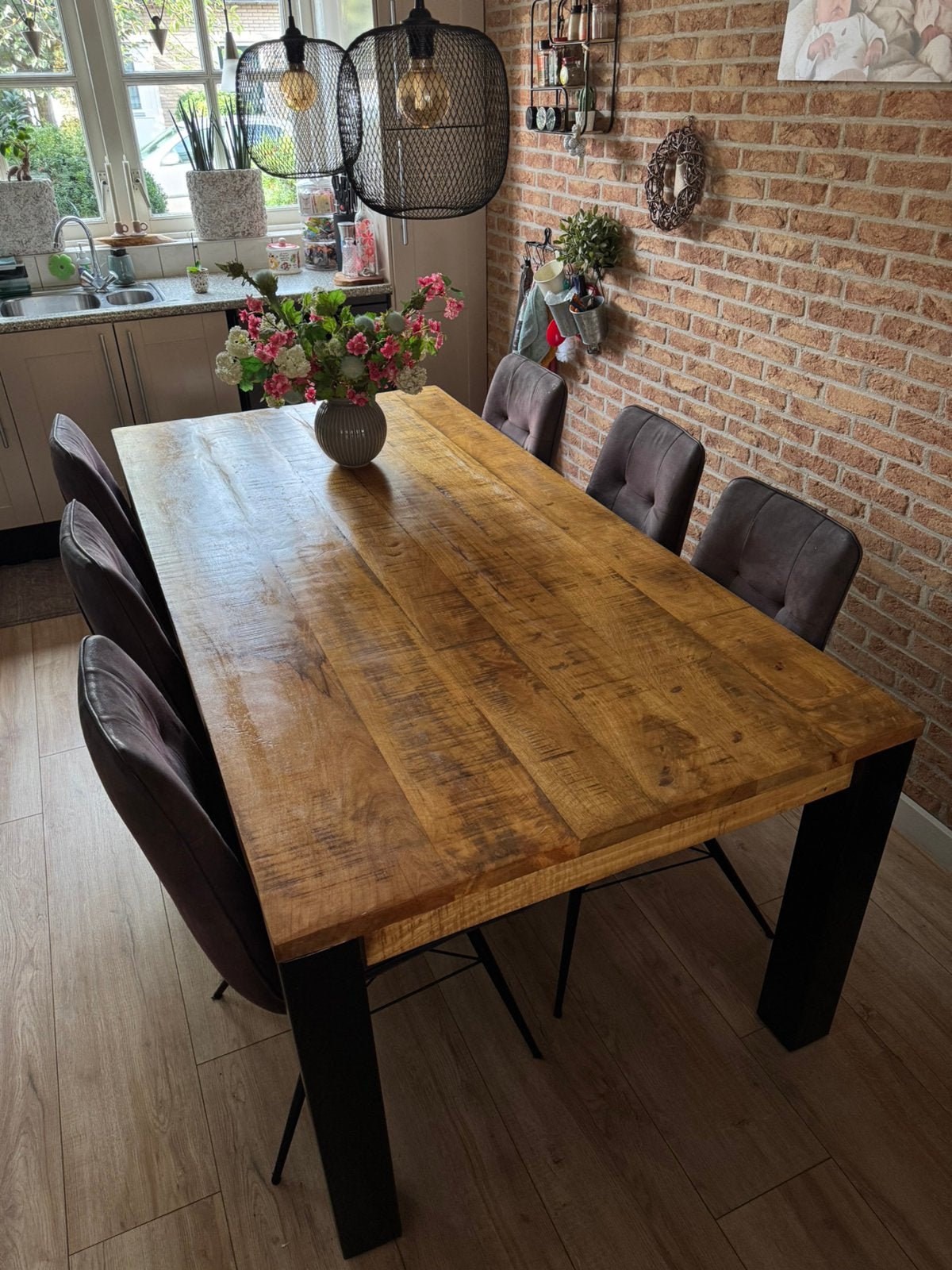Tafel met stoelen te koop, Ophalen, 200 cm of meer, 50 tot 100 cm, Zo goed als nieuw
