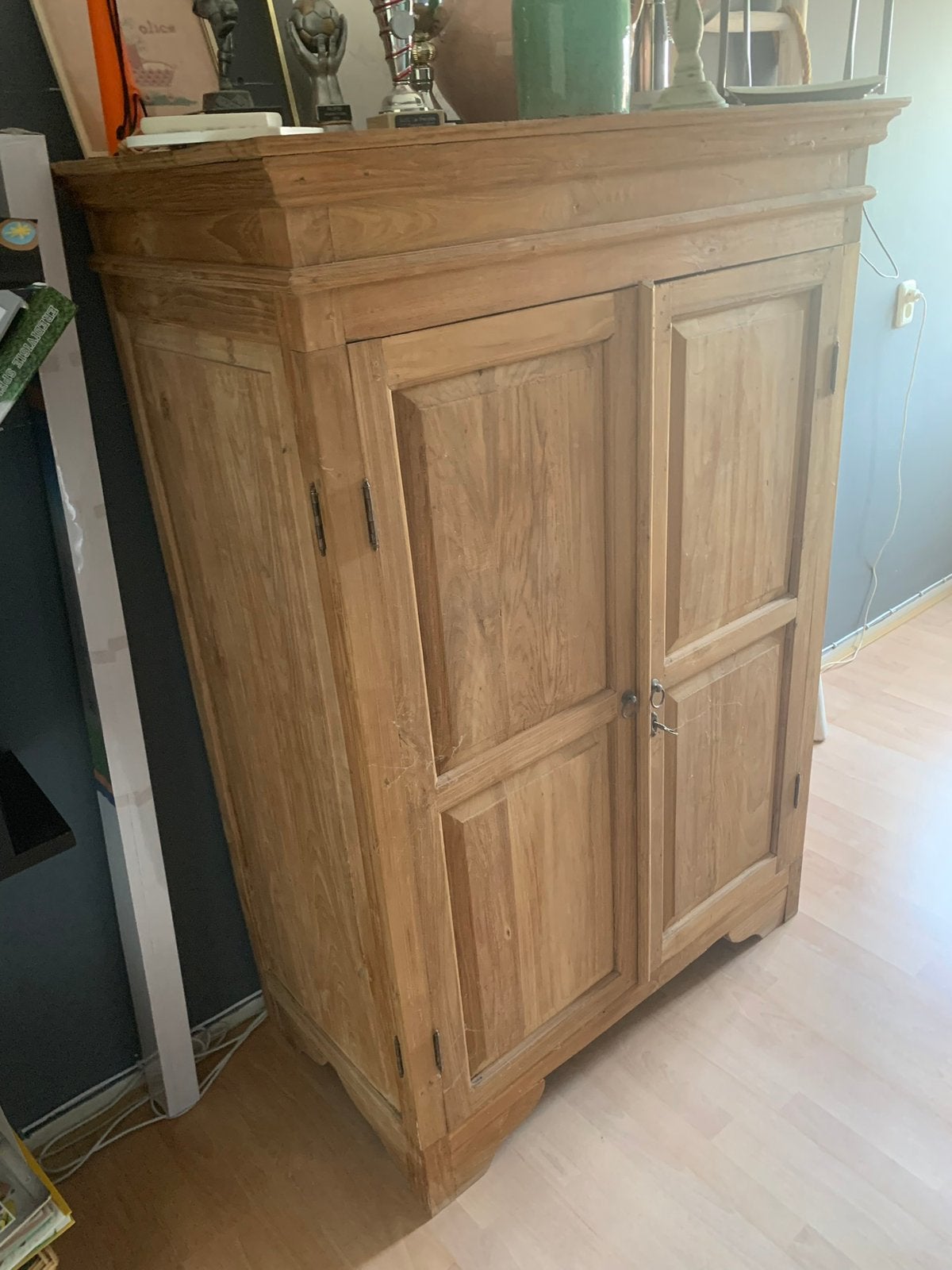 Teak houten kast, Ophalen, 70 tot 120 cm, Zo goed als nieuw, Warm en natuurlijke uitstraling