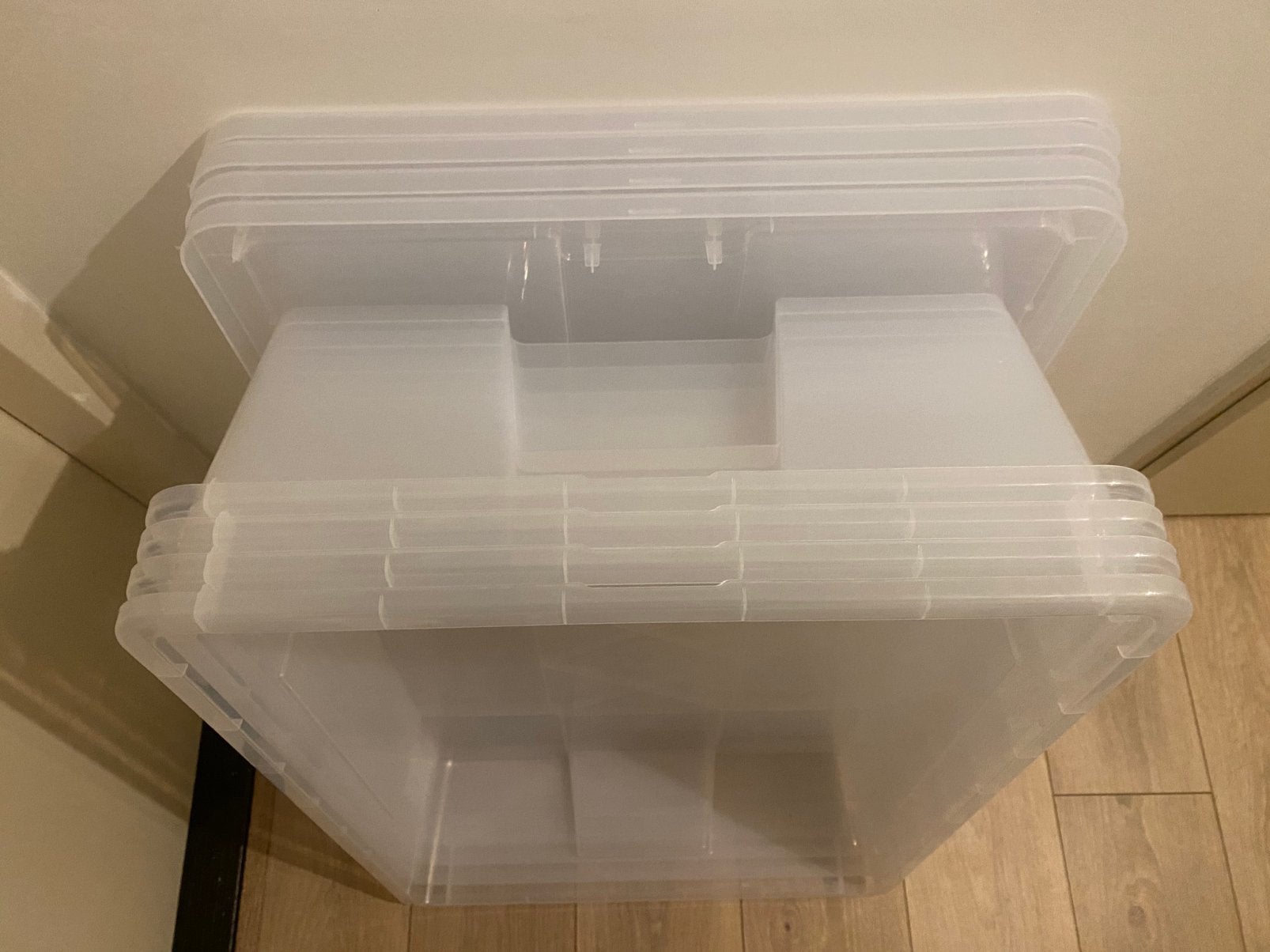 4 Ikea Samla transparante bakken met deksel  79 x 57 x 18 cm, Ophalen, Zo goed als nieuw, 50 tot 100 cm, 50 tot 75 cm