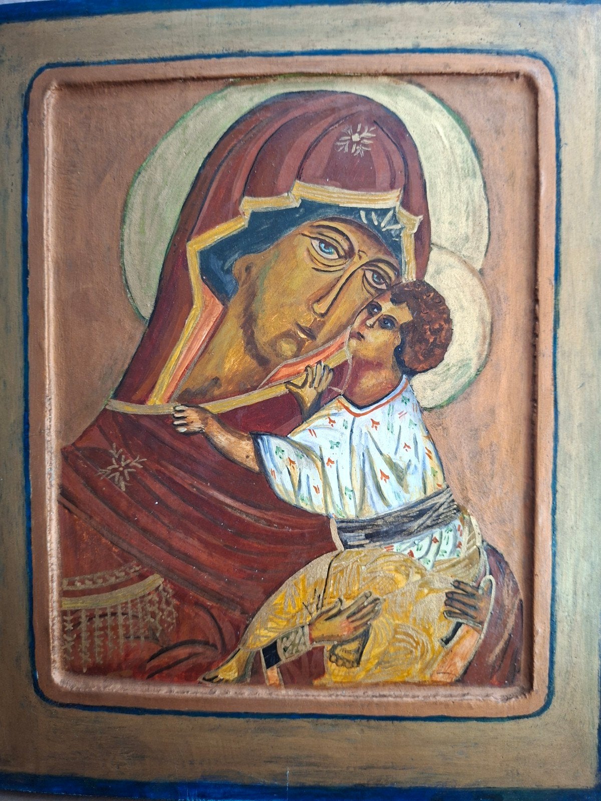 Handgeschilderde Russisch Ikoon, Ophalen of Verzenden