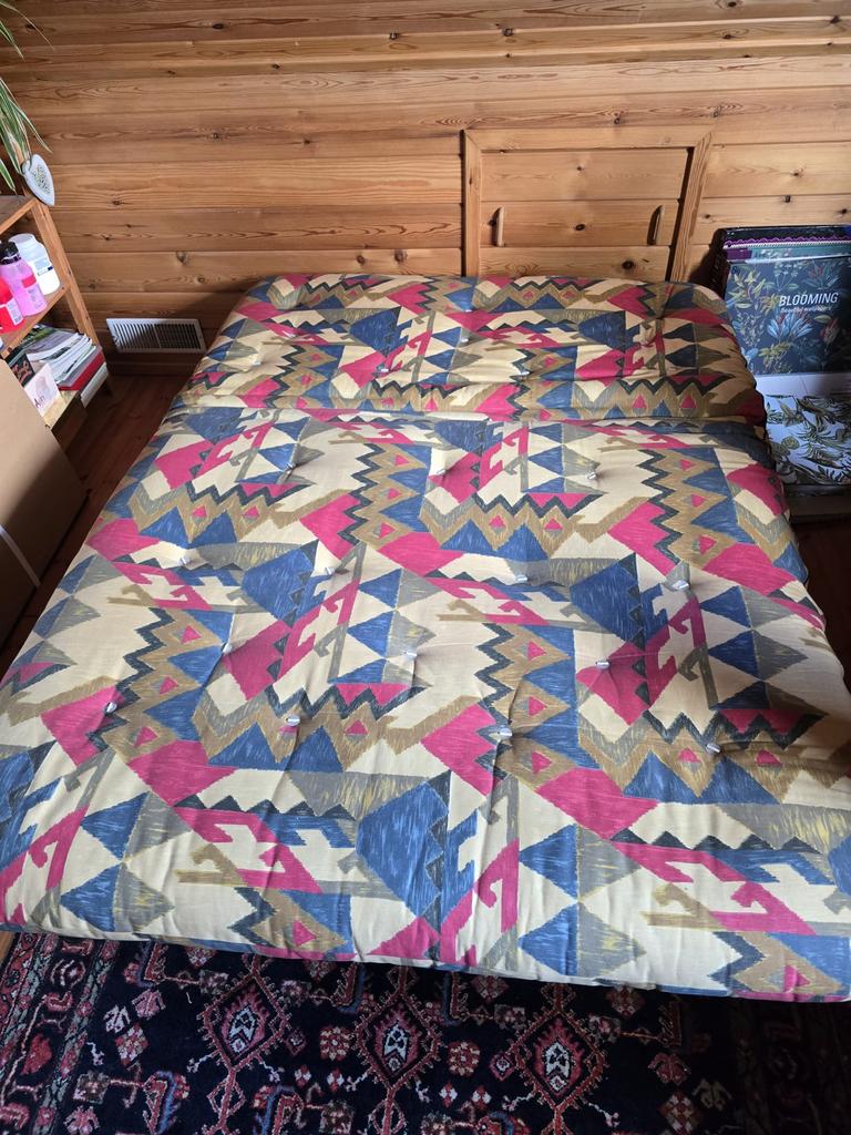 slaapbank met matras, Huis en Inrichting, Ophalen, Blauw, Tweepersoons, 140 cm