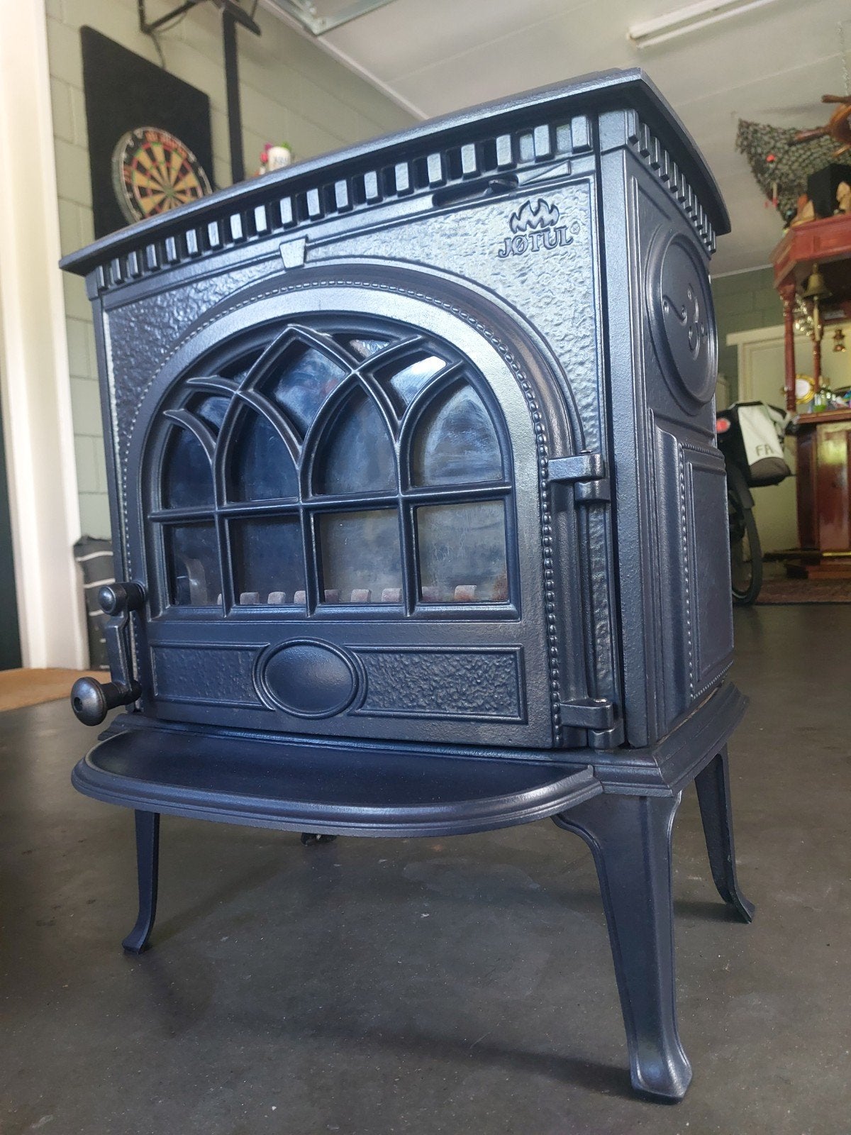 Jotul 3 TD houtkachel blueblack emaille 6Kw, Ophalen, Gebruikt, Houtkachel, Vrijstaand