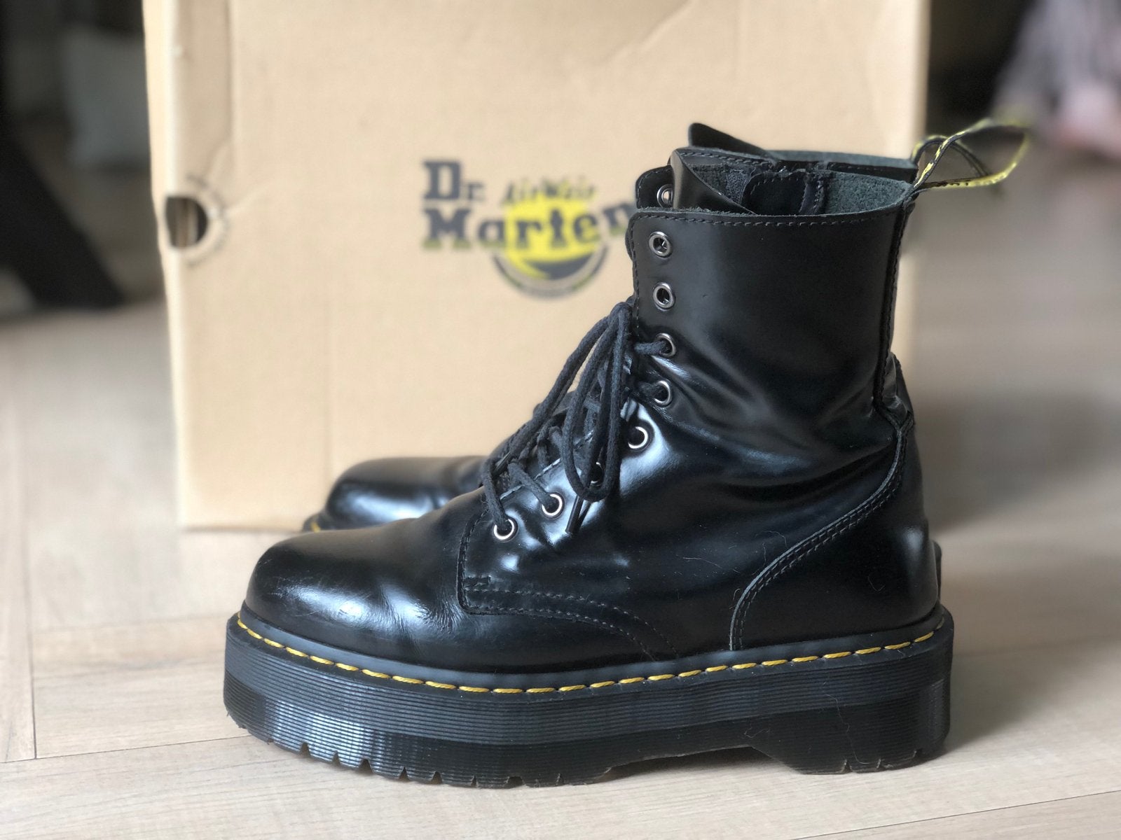 Dr. Martens Jadon Zwarte Leren Boots Maat 41, Ophalen of Verzenden, Zo goed als nieuw, Zwart, Lage of Enkellaarzen