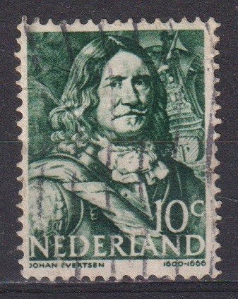 Nederland 1943 nrs. 413 Zeeheld (!) Evertsen GEST1, Postzegels en Munten, Verzenden, Gestempeld, Overige thema's