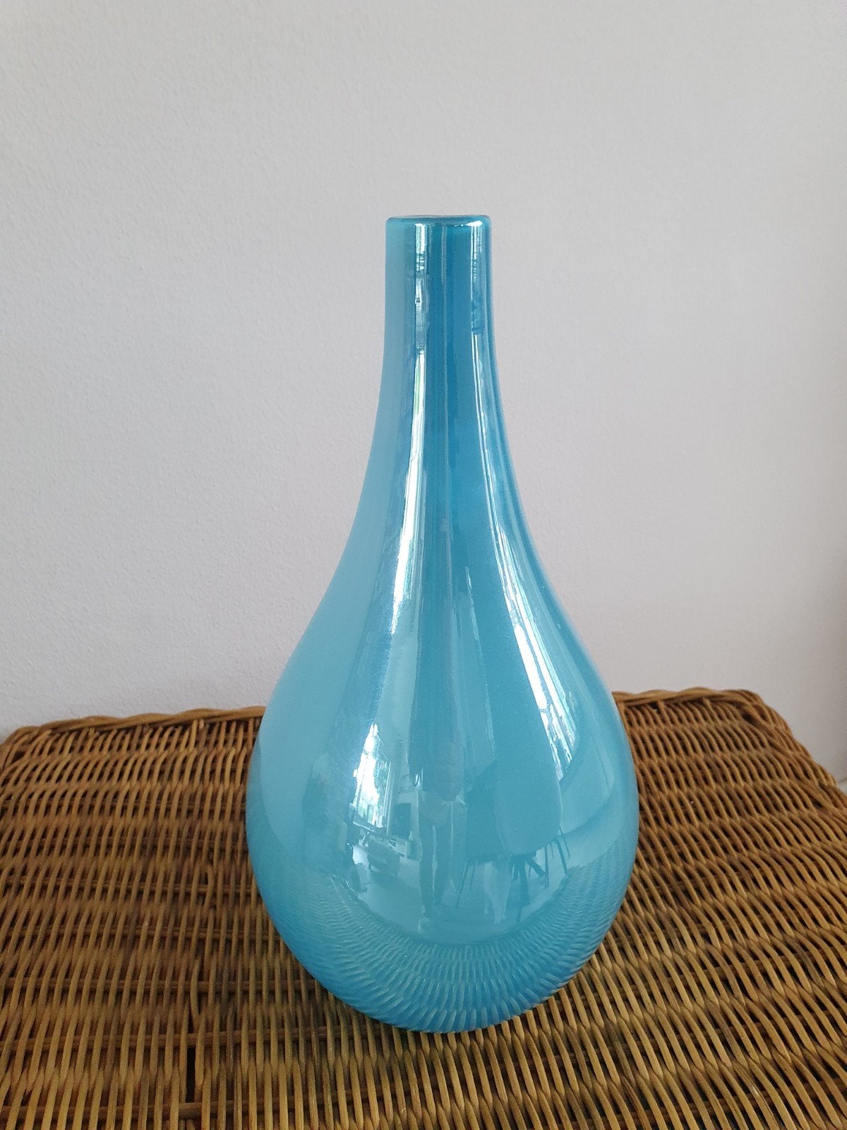 Prachtige turquoise glazen vaas, Ophalen
