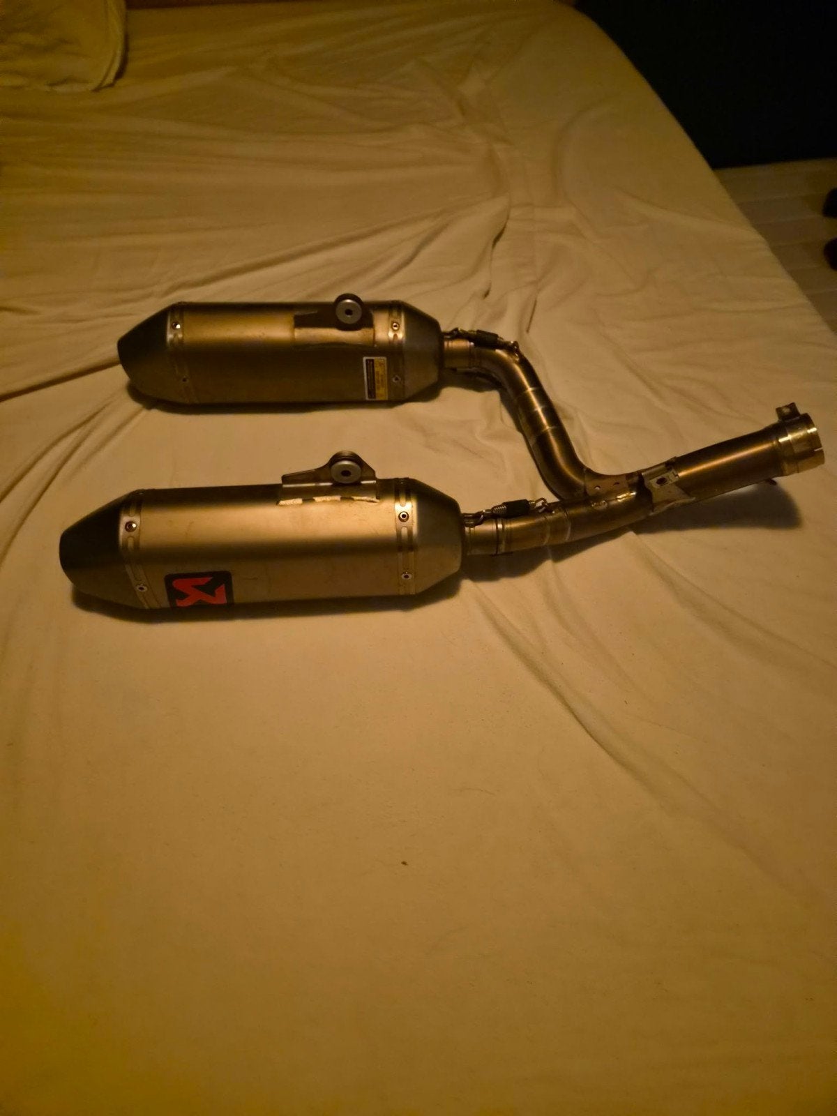 Akrapovic Slip-On Line Series Dubbele Uitlaat CRF450R, Motoren, Ophalen, Gebruikt