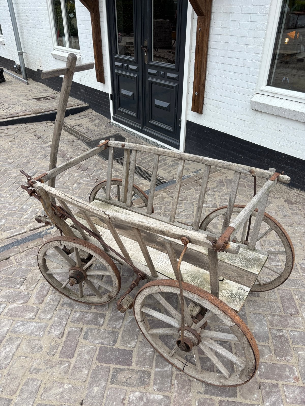 Bolderkar, Trekkar, Houten kar, Vintage kar, Bloembak, Antiek en Kunst, Curiosa en Brocante, Ophalen