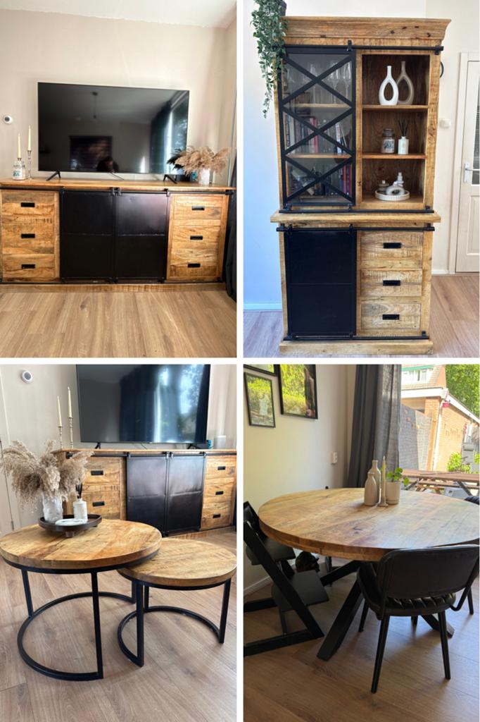 Meubelset mango hout z.s.m. ophalen!, Huis en Inrichting, Kasten | Televisiemeubels, Ophalen, Gebruikt, 100 tot 150 cm, Minder dan 100 cm