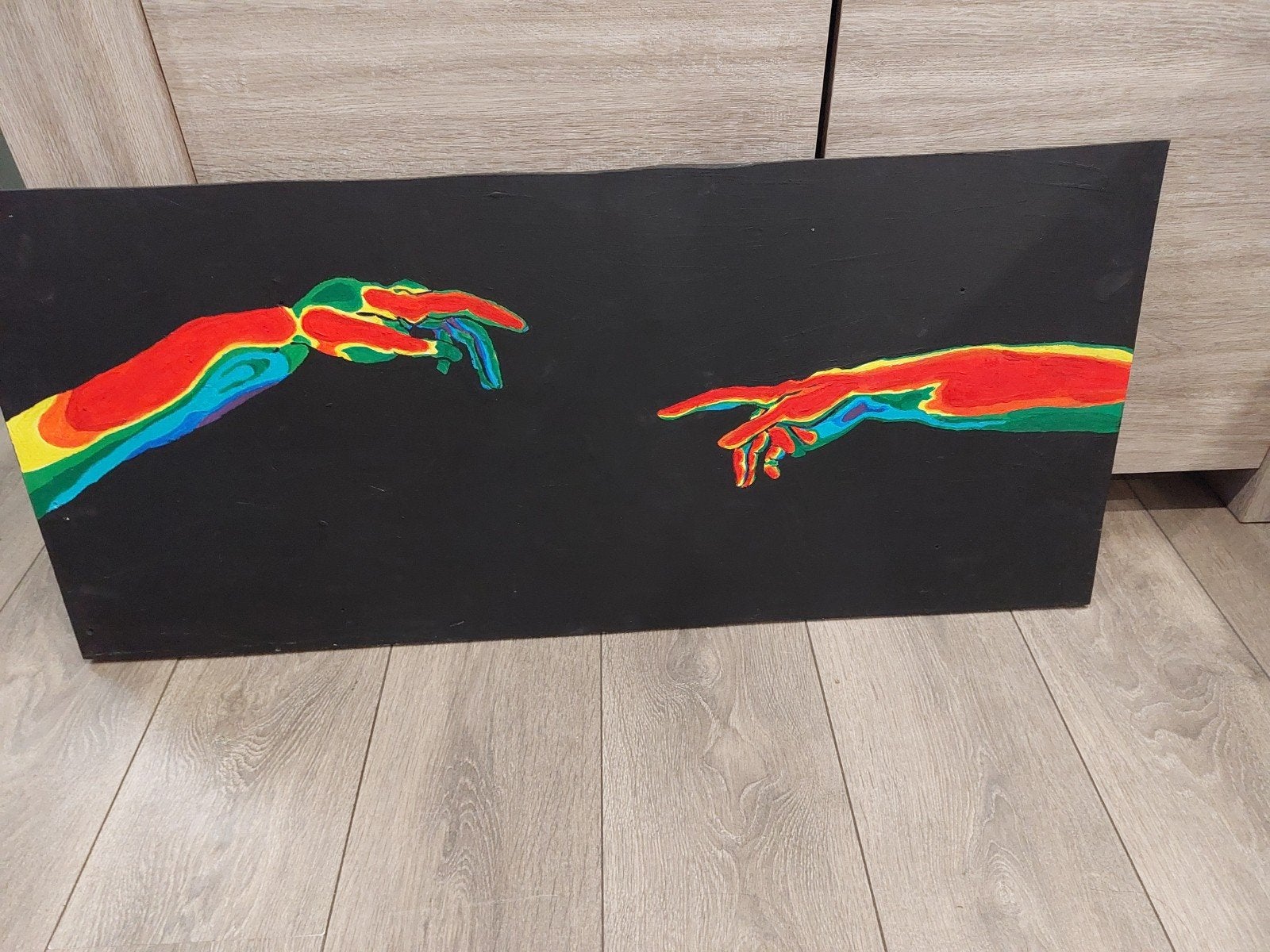 Plaat/schilderij met handen, Ophalen, Gebruikt, Schilderij