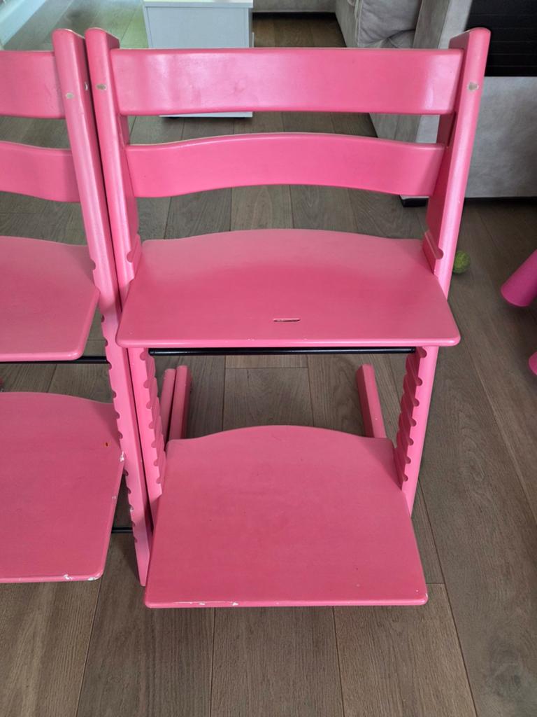 2 Stokke Tripp Trapp stoel - roze meegroeistoel, Ophalen, Gebruikt, Meegroeistoel, Aanschuifbaar