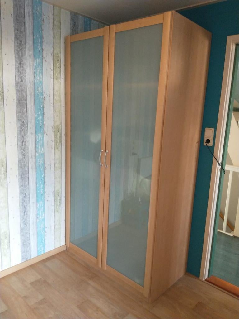 Kledingkast met scharnierdeuren en houtlook, Ophalen, 50 tot 100 cm, Modern, 50 tot 75 cm