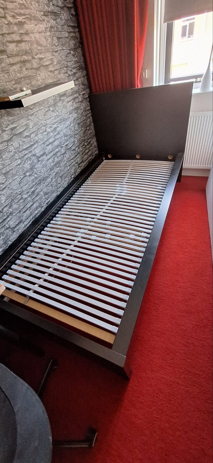 1 persoonsbed Ikea Malm, Ophalen, 90 cm, Eenpersoons, Zwart