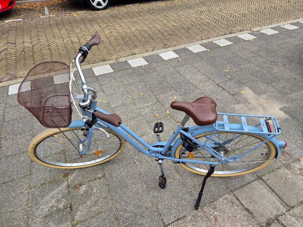 Kinderfiets blauw 28 inch, Ophalen, 20 inch of meer, Gebruikt, Velgrem