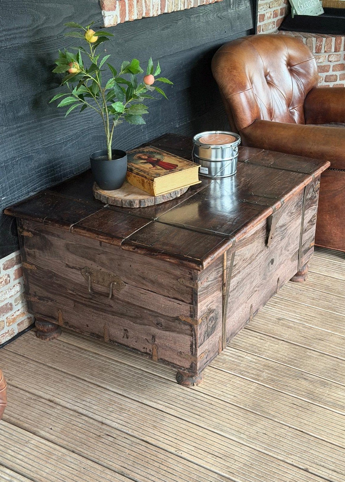teak koloniaal kist opbergkist salontafel !, Ophalen, Rechthoekig, 50 tot 100 cm, 50 tot 100 cm