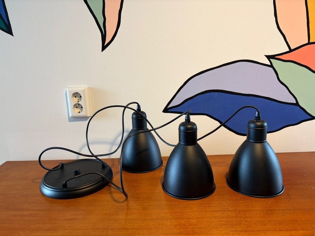 EGLO Pinto Nero hanglamp 3-lichts zwart metaal E27, Ophalen, Gebruikt, E27 (groot), Industrieel / Modern