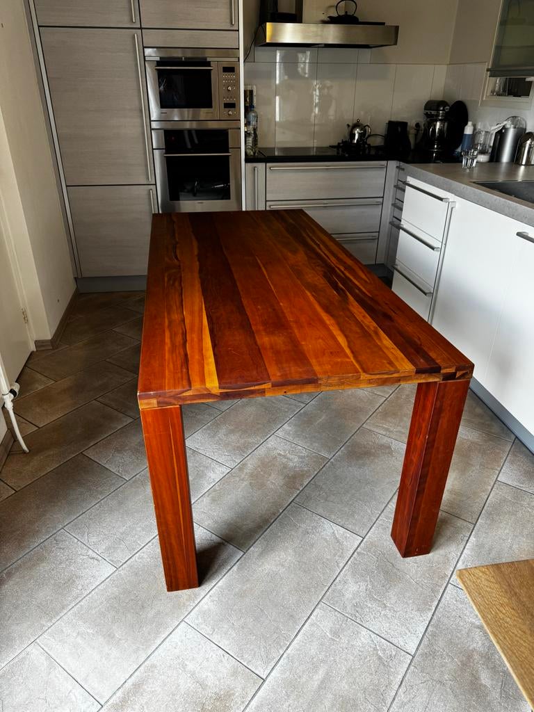 Kersen Houten eettafel massief, Huis en Inrichting, Tafels | Eettafels, Ophalen, Gebruikt, 50 tot 100 cm, Modern, strak