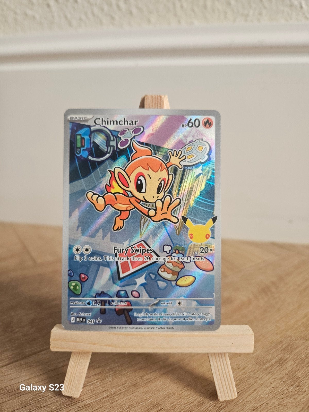 Pokémon Kaart Chimchar Basic HP60 Foil Glanzend, Ophalen of Verzenden, Zo goed als nieuw, Losse kaart, Foil
