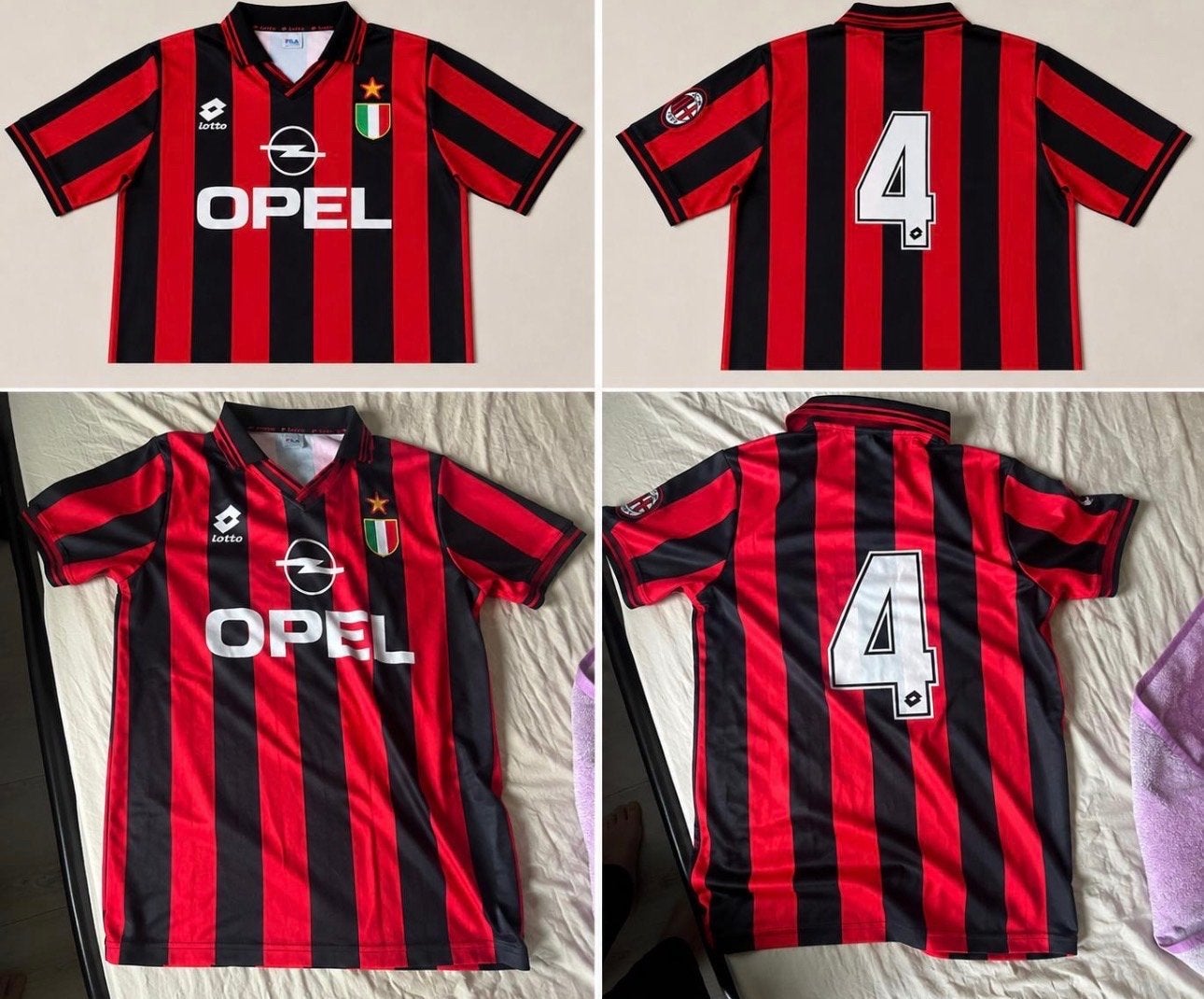 AC Milan Retro Voetbalshirt Lotto Opel Maat L, Ophalen, Maat 48/50 (M), Nieuw, Voetbal