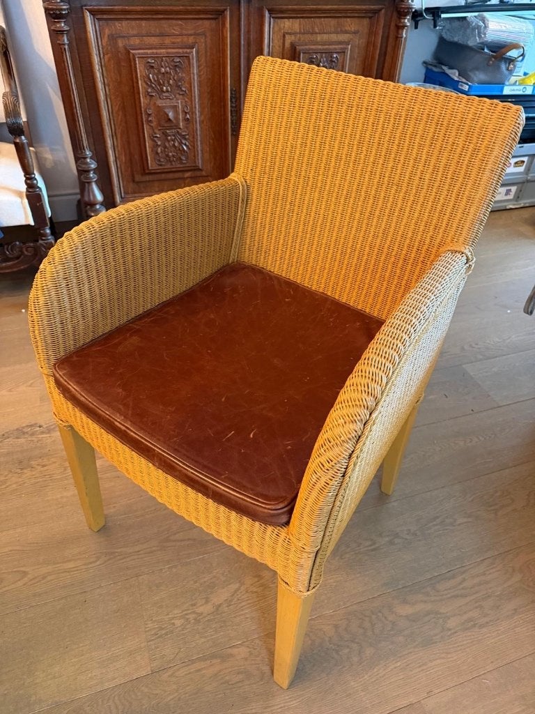 4 Vincent Sheppard Lloyd Loom armstoelen met zitkussens, Huis en Inrichting, Ophalen, Bruin