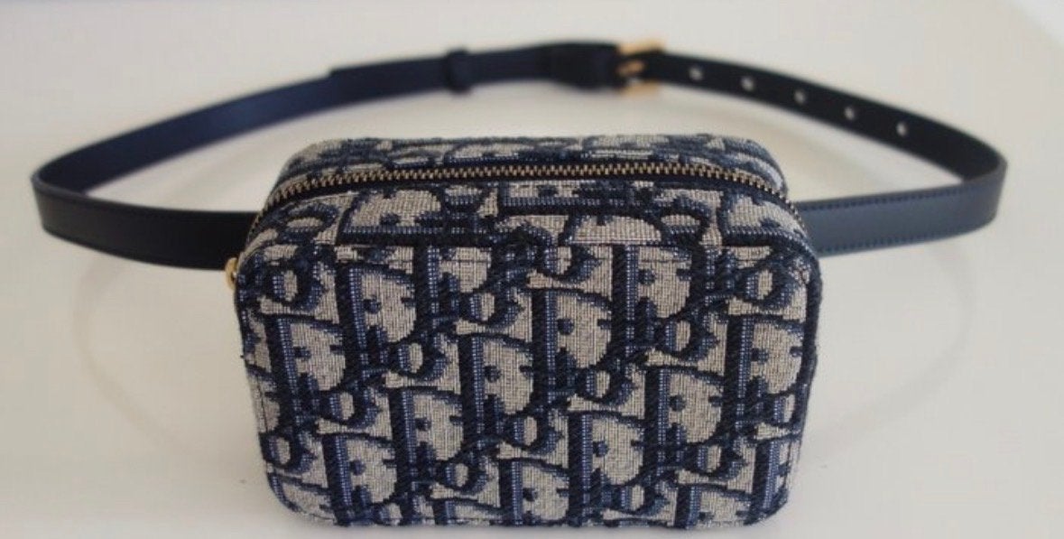Dior Saddle Belt Pouch Oblique Blauw, Ophalen of Verzenden, Zo goed als nieuw, Blauw, Schoudertasje