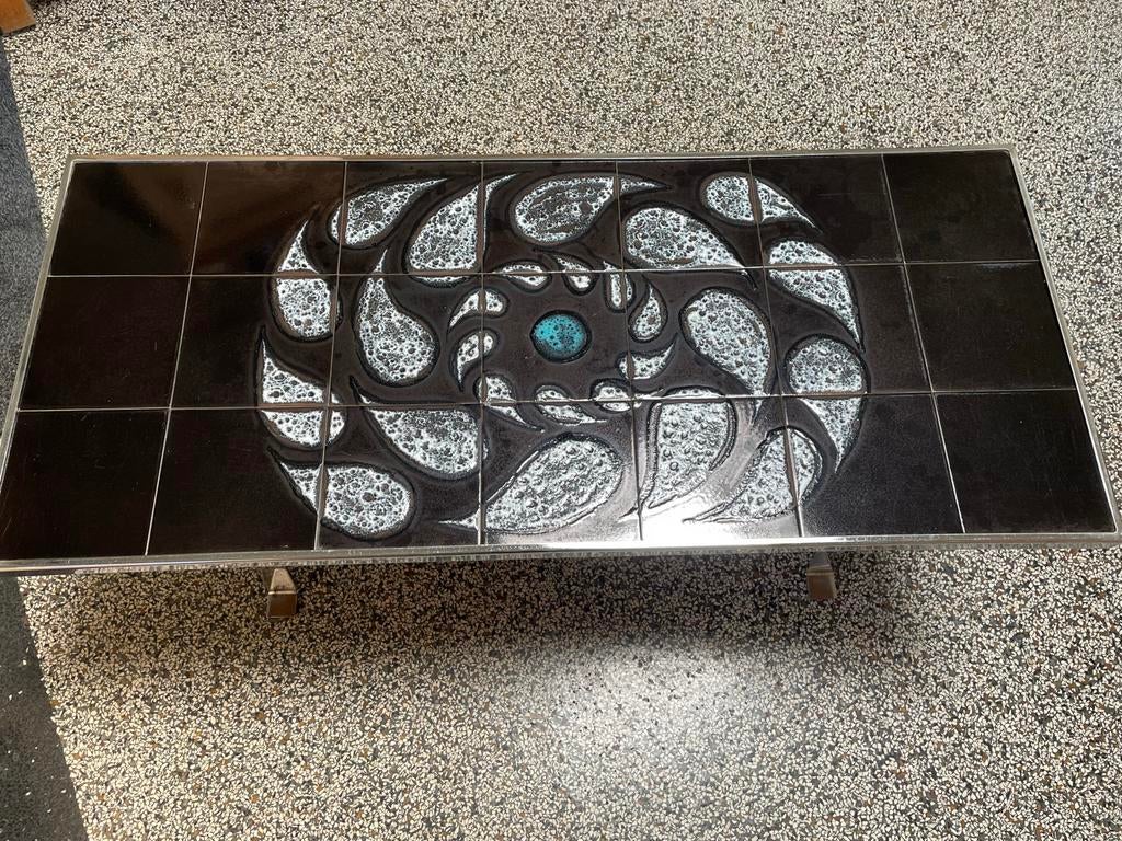 Vintage Salontafel Met Keramische Tegels - Metakor België, Antiek en Kunst, Antiek | Meubels | Tafels, Ophalen