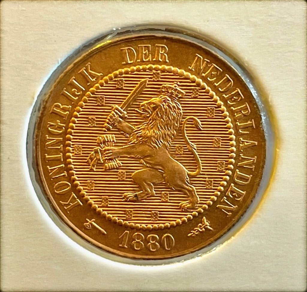 2 1/2 Cent 1880 FDC met volledige originele muntkleur., Verzenden, Koning Willem III, Overige waardes, Losse munt