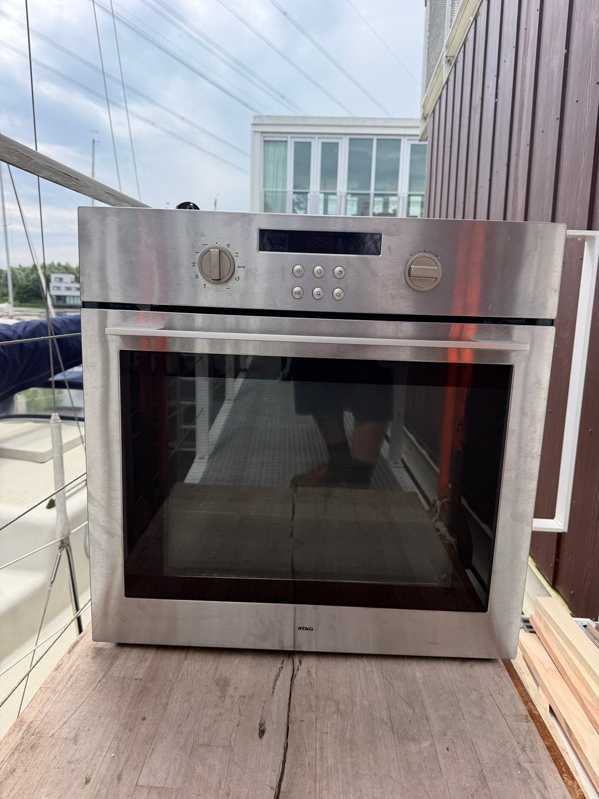 Atag inbouw oven 60 cm, Ophalen, Gebruikt, Hete lucht, 55 tot 60 cm