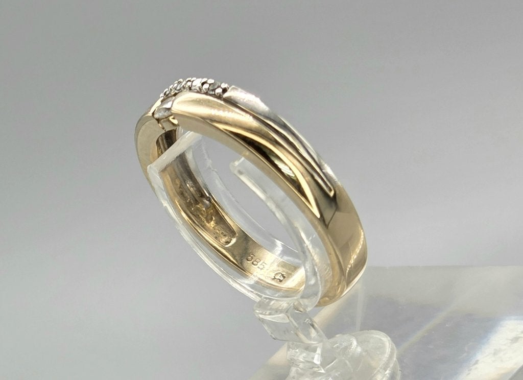 Gouden Vintage bi-color ring diamant.Ca: 0.10 ct.2026/404, ., Ophalen of Verzenden, ., Met edelsteen
