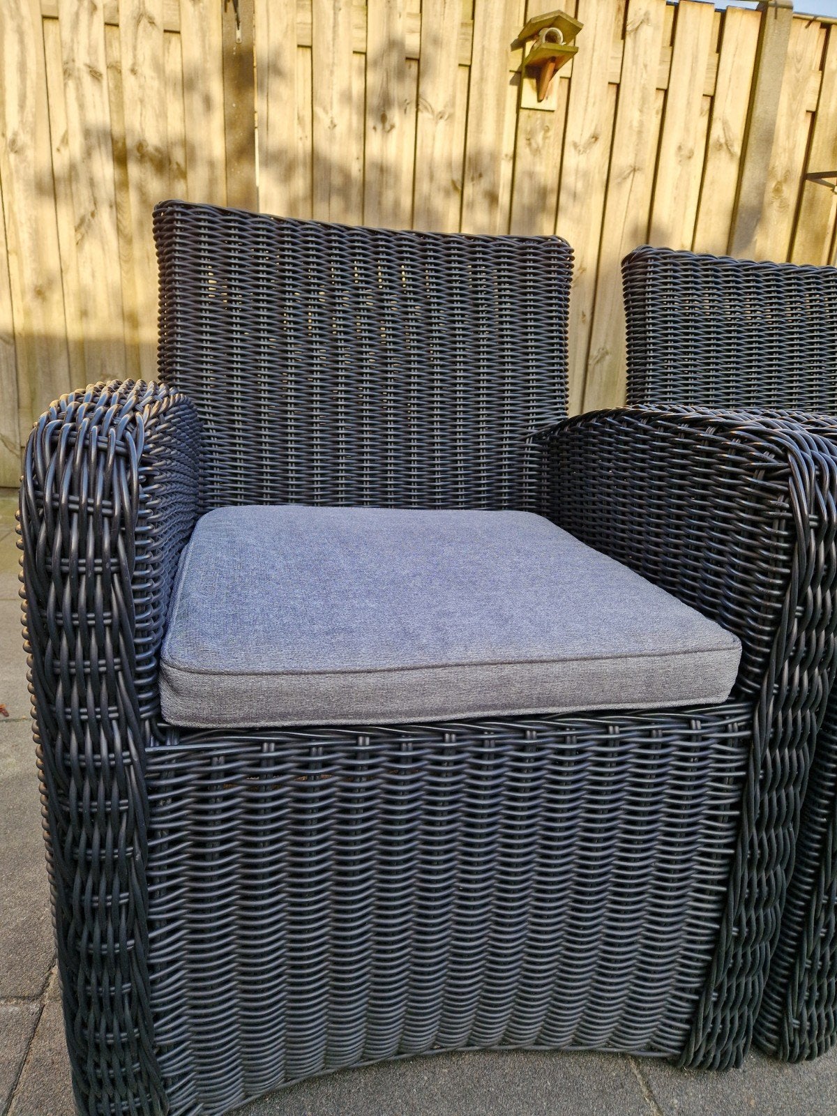 Bellagio | 4 fauteuils | zwart | incl. grijze kussens, Ophalen, Gebruikt