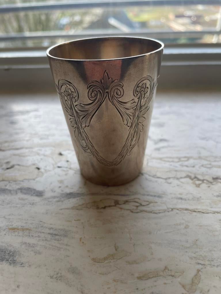 Zilveren kiddush beker, Antiek en Kunst, Ophalen of Verzenden