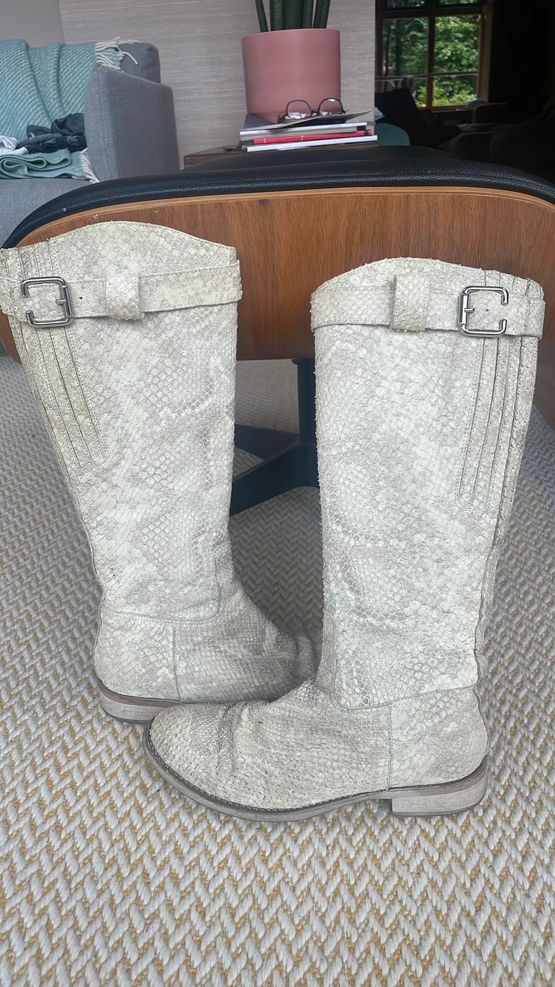 Snake leren laarzen maat 38, Hoge laarzen, Beige, Ophalen of Verzenden, Gedragen