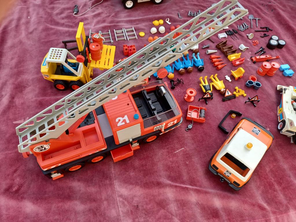 Vintage Playmobil brandweer racer autocar sleepwagen vorkhef, Ophalen of Verzenden, Gebruikt