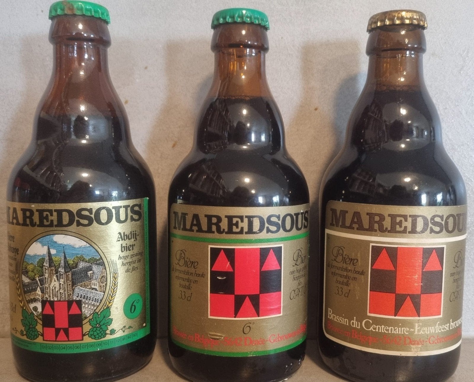 6x Maredsous: 6 <91+93, 8 centenaire 78, <86, 9 '87 & 10 '91, Verzamelen, Ophalen of Verzenden, Zo goed als nieuw, Flesje(s), Overige merken