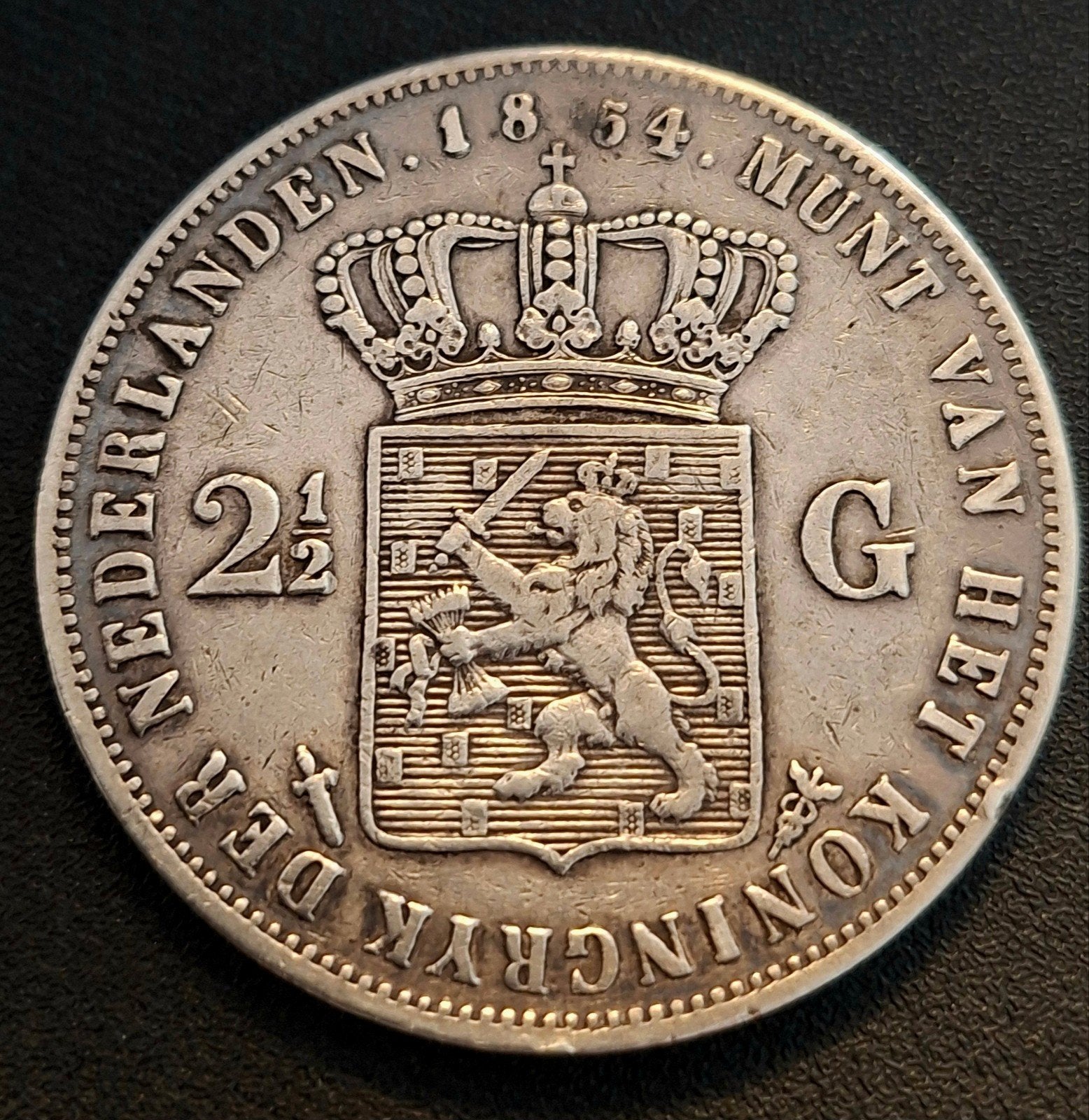 Rijksdaalder 1854 willem 3, Ophalen of Verzenden, Koning Willem III, 2½ gulden