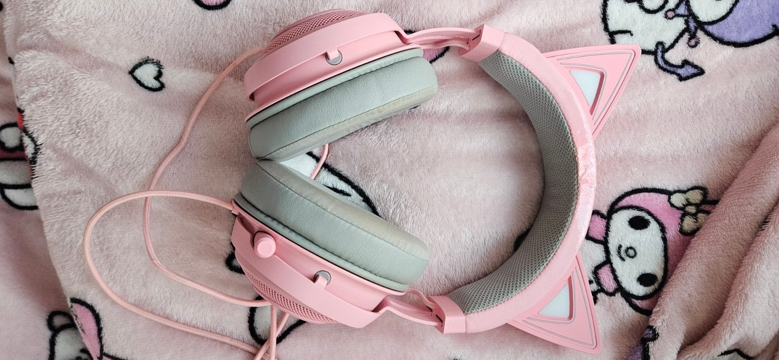 Roze Razer gaming headset met kattenoortjes, Ophalen, Roze, Razer, Microfoon