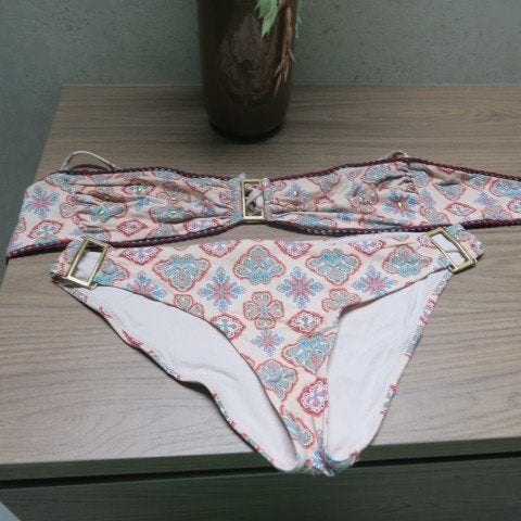Bikini print beige blauw Raffaela d'Angelo mt L, Raffaela d'Angelo, Meerkleurig, Ophalen of Verzenden, Zo goed als nieuw