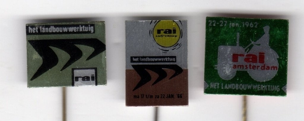 3 speldjes LANDBOUW RAI TRACTOR TREKKER 1962 1966 (A5), Verzamelen, Speldjes, Pins en Buttons, Ophalen of Verzenden, Gebruikt