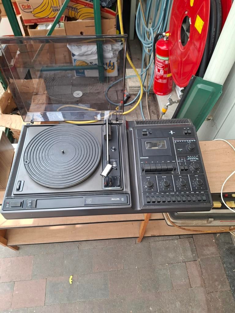 Philips 967 Stereo Set met Platenspeler en Cassettedeck, Philips, Gebruikt, Cassettedeck, Losse componenten