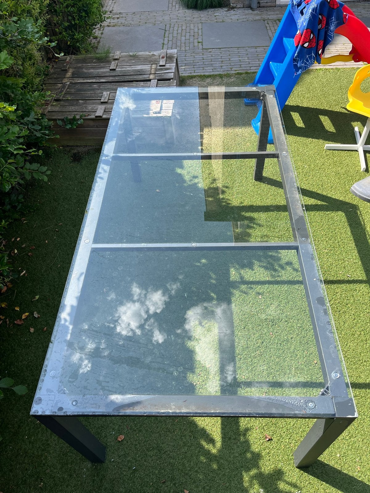 Bois les Duc Buitentafel 200x100 met Glasplaat, Ophalen, Gebruikt, Rechthoekig, Overige materialen