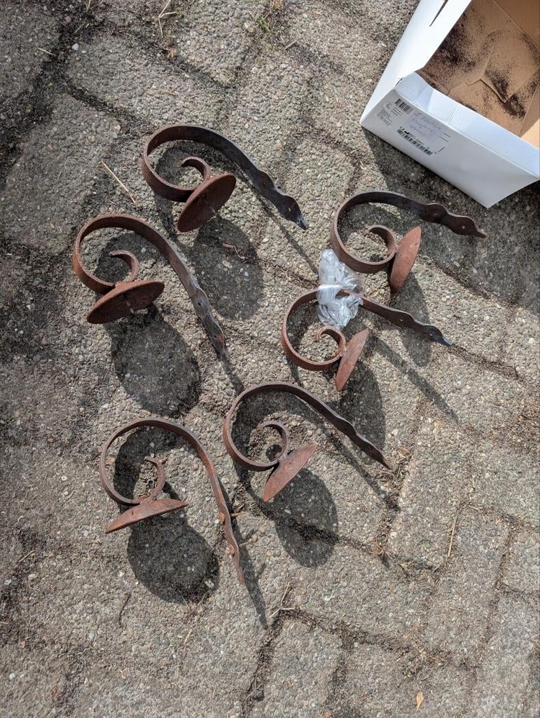 Antieke smeedijzeren wandkandelaars, Ophalen of Verzenden, Overige materialen