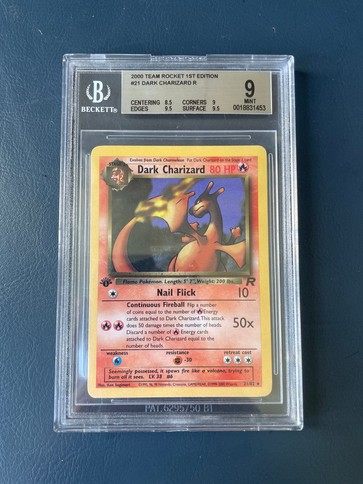 2000 Team Rocket 1st Edition Dark Charizard #21 Non-Holo BGS, Hobby en Vrije tijd, Verzamelkaartspellen | Pokémon, Ophalen of Verzenden