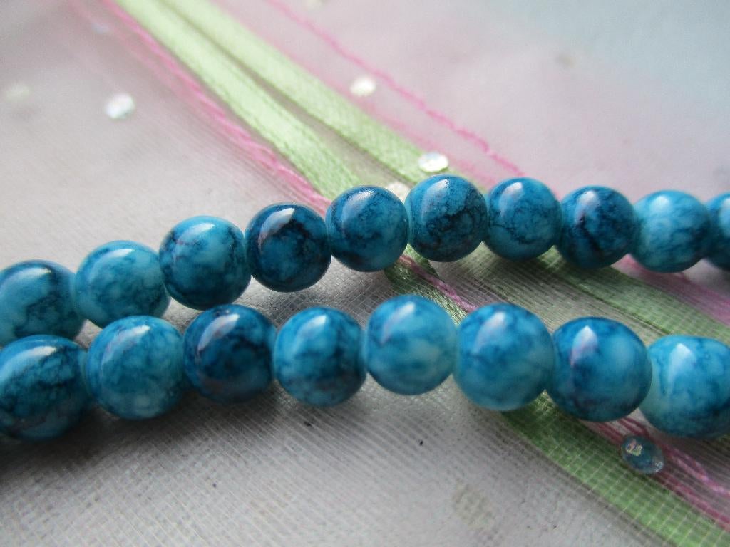 624/ partij blauwe gemeleerde glaskralen, Hobby en Vrije tijd, Kralen en Sieraden maken, Ophalen of Verzenden, Nieuw, Kraal