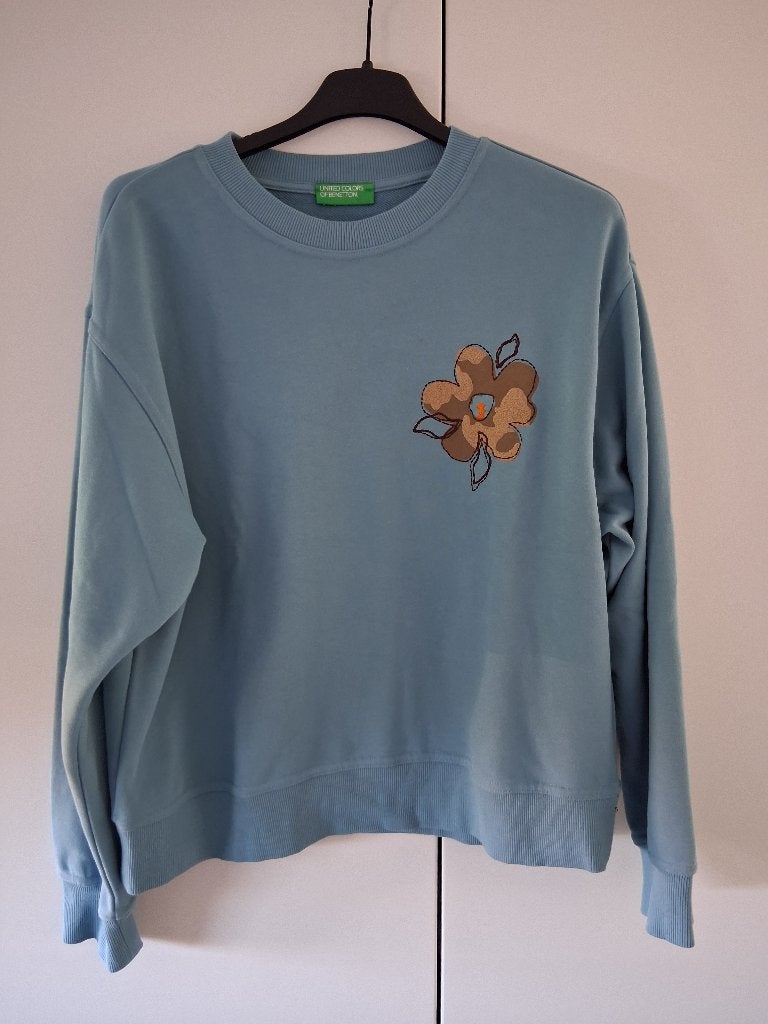 Benetton blauwe sweater mt.L *NIEUW*, Maat 38/40 (M), Blauw, Benetton, Nieuw
