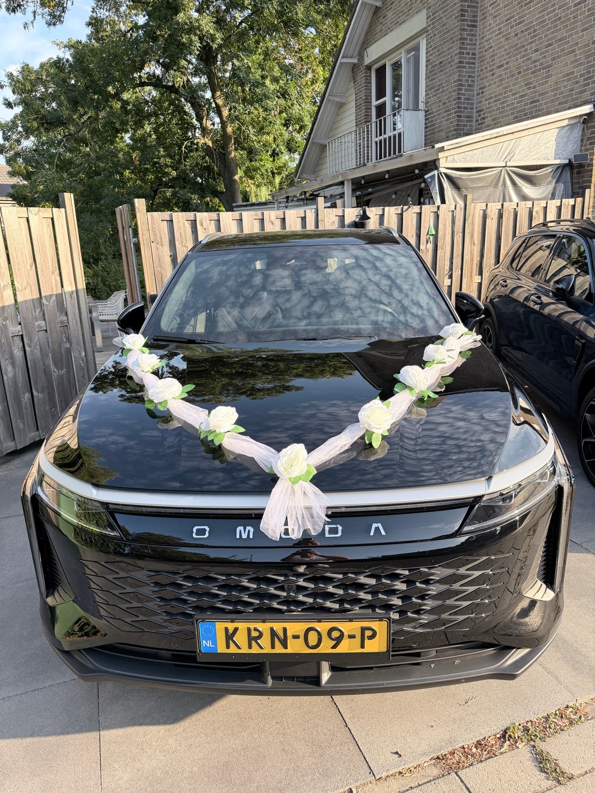 Bloemen lint trouwdecoratie voor op de trouwauto, Ophalen of Verzenden, Zo goed als nieuw
