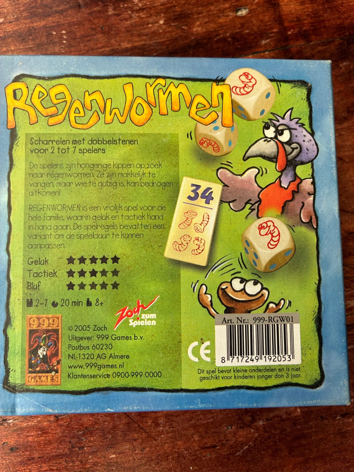 Regenwormen dobbelspel - Leuk voor de hele familie!, Een of twee spelers, Ophalen of Verzenden, Gebruikt
