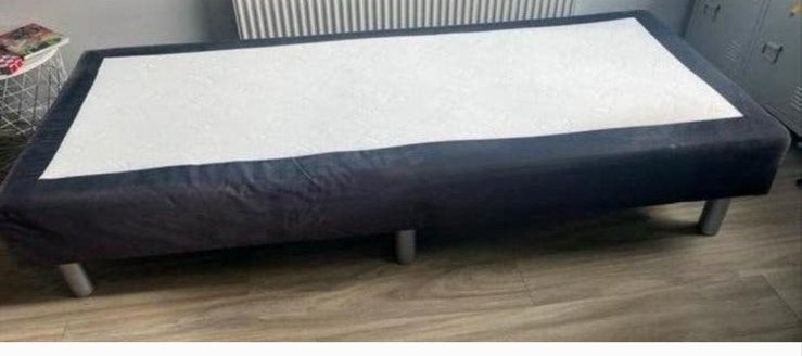 Eenpersoons boxspring 210x90, Ophalen, 90 cm, Eenpersoons, Zwart